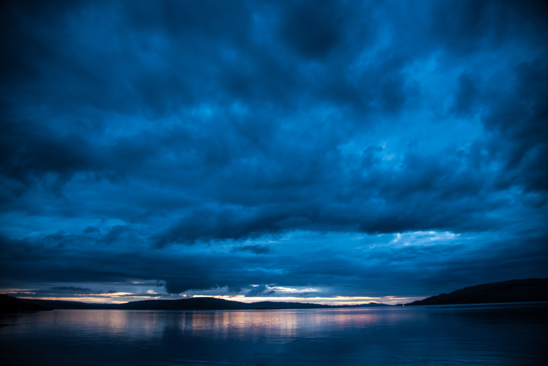 "Storm clouds over Loch na Keal" stock image