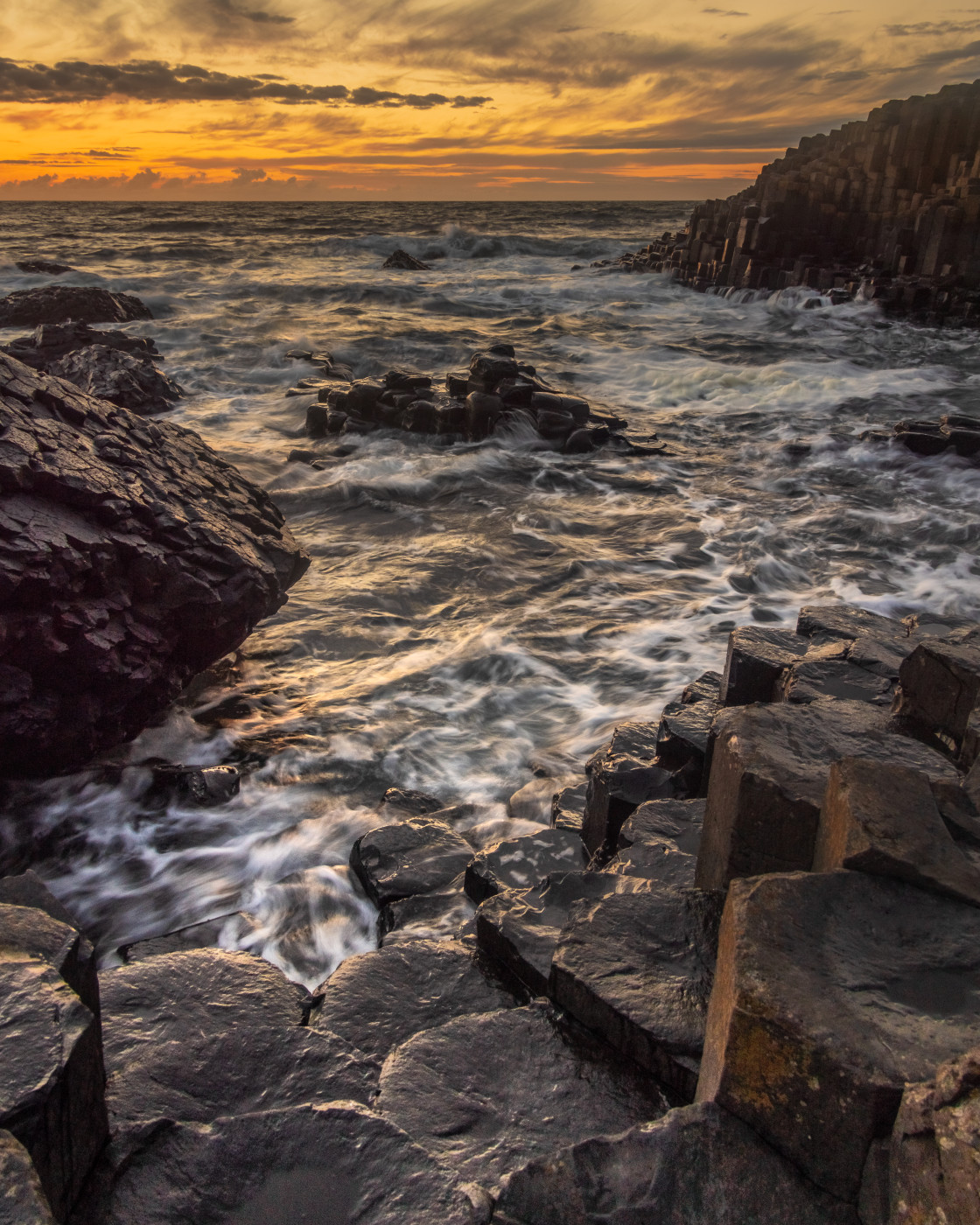 "Giants Causeway Sunset" stock image