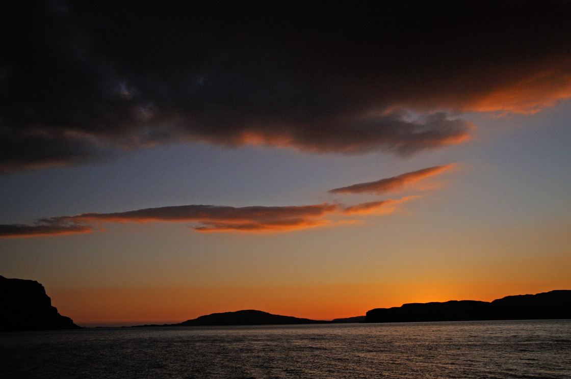 "Last Light, Loch na Keal, Isle of Mull" stock image