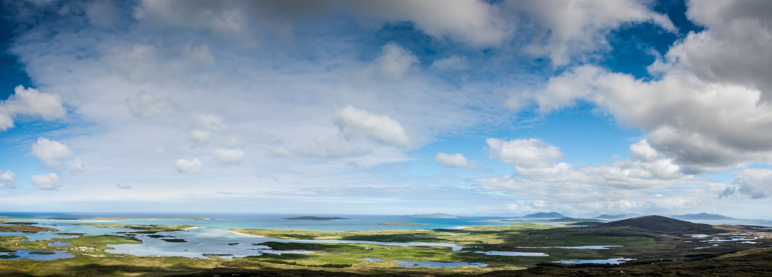 "The view North from North Uist, Outer Hebrides," stock image