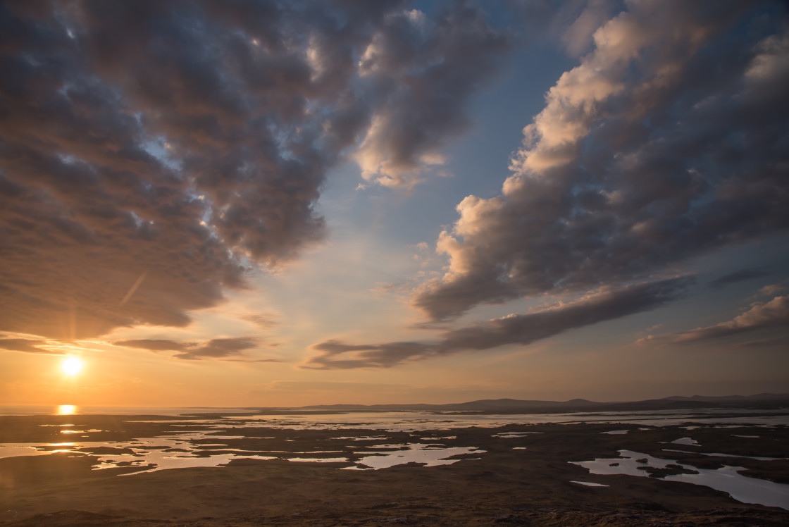 "Sunset from Reuval, Benbecula" stock image