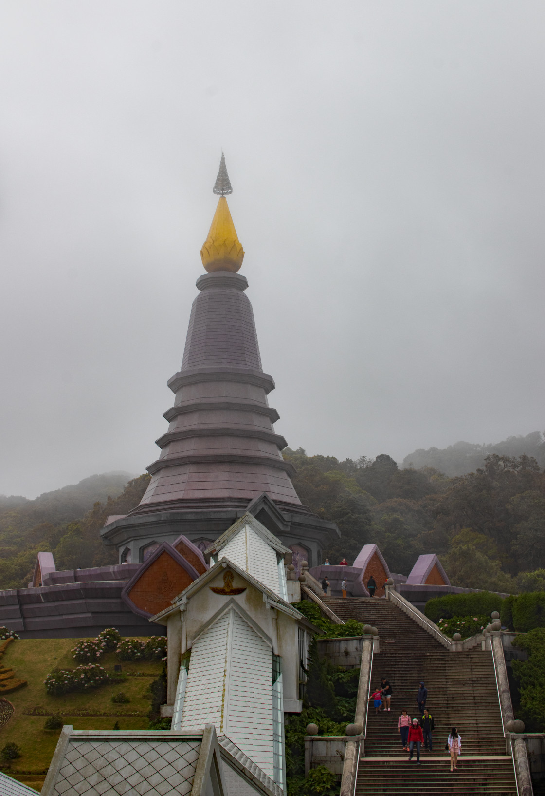 "Phra Maha Dhatu Naphamethinidon and Naphaphonphumisiri Pagoda at Doi Inthanon Thailand Asia" stock image