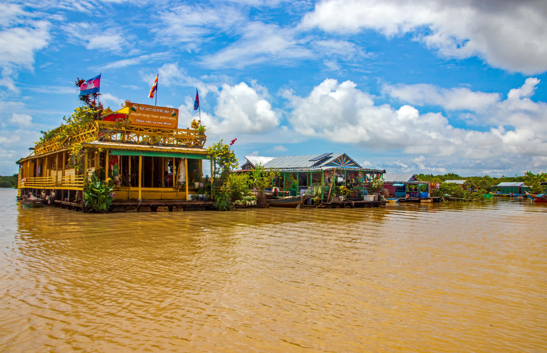 "Temple at Tonle Sap Village Lake Siem Reap Area Cambodia" stock image