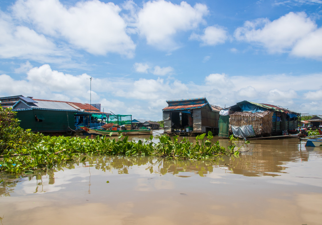 "The floating village at Tonle Sap Lake Siem Reap Province Cambodia Southeast Asia" stock image