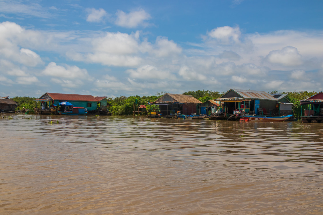 "The floating village at Tonle Sap Lake Siem Reap Province Cambodia Southeast Asia" stock image