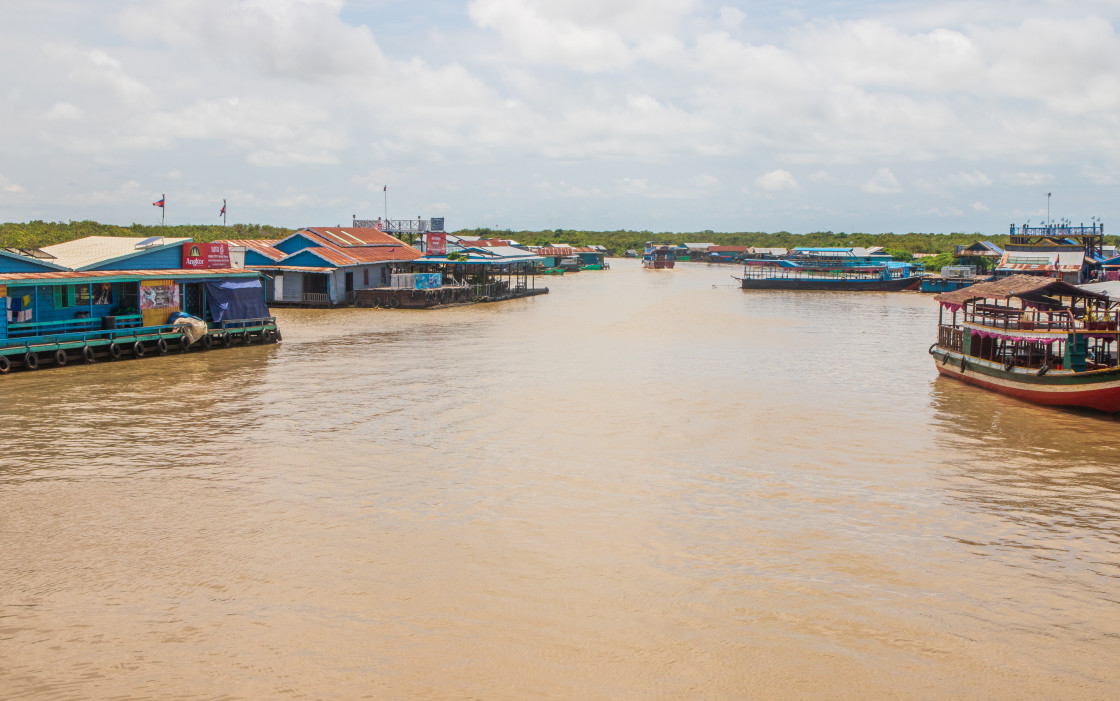 "The floating village at Tonle Sap Lake Siem Reap Province Cambodia Southeast Asia" stock image