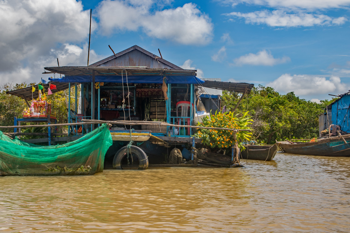 "The floating village at Tonle Sap Lake Siem Reap Province Cambodia Southeast Asia" stock image