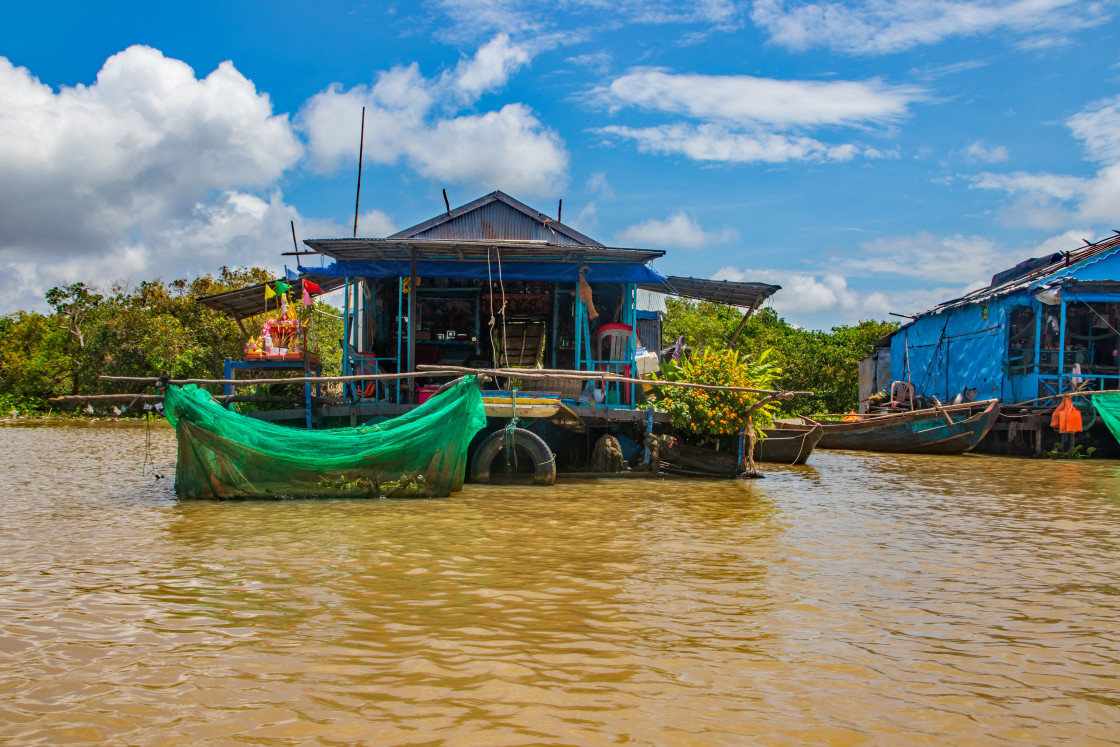 "The floating village at Tonle Sap Lake Siem Reap Province Cambodia Southeast Asia" stock image