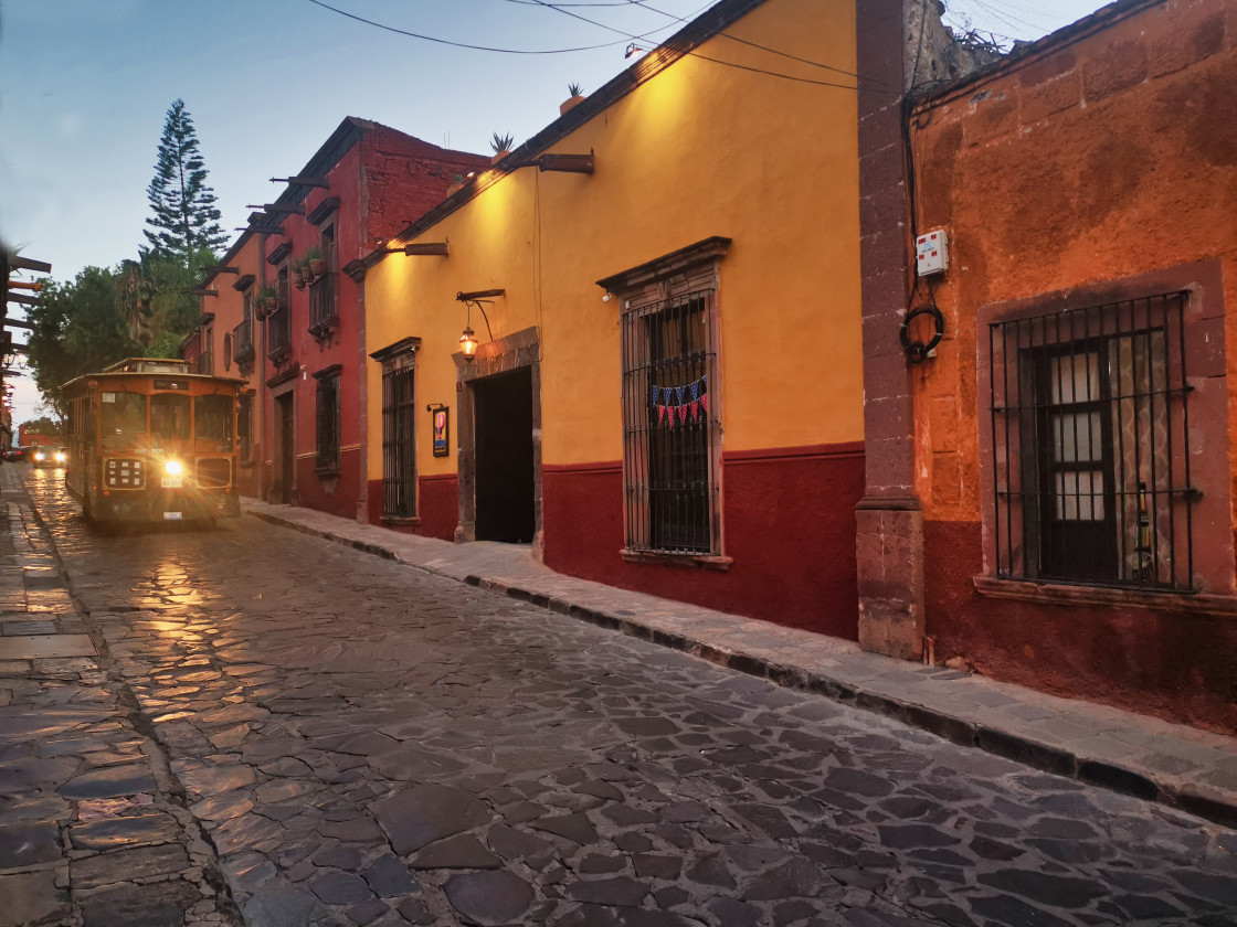 "Trolley car, San Miguel de Allende, MX" stock image