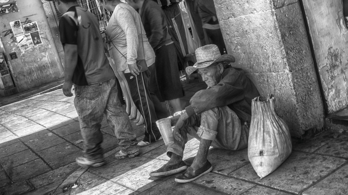 "Homeless man, Mexico City" stock image