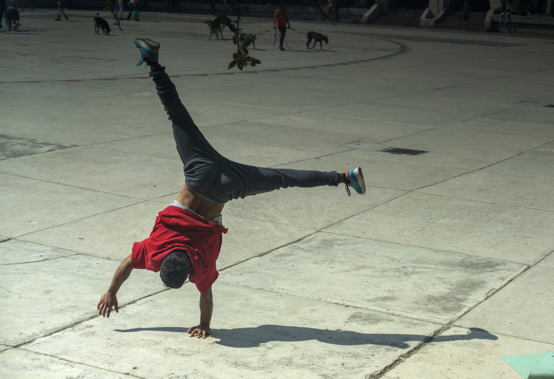 "Boy doing handstand" stock image