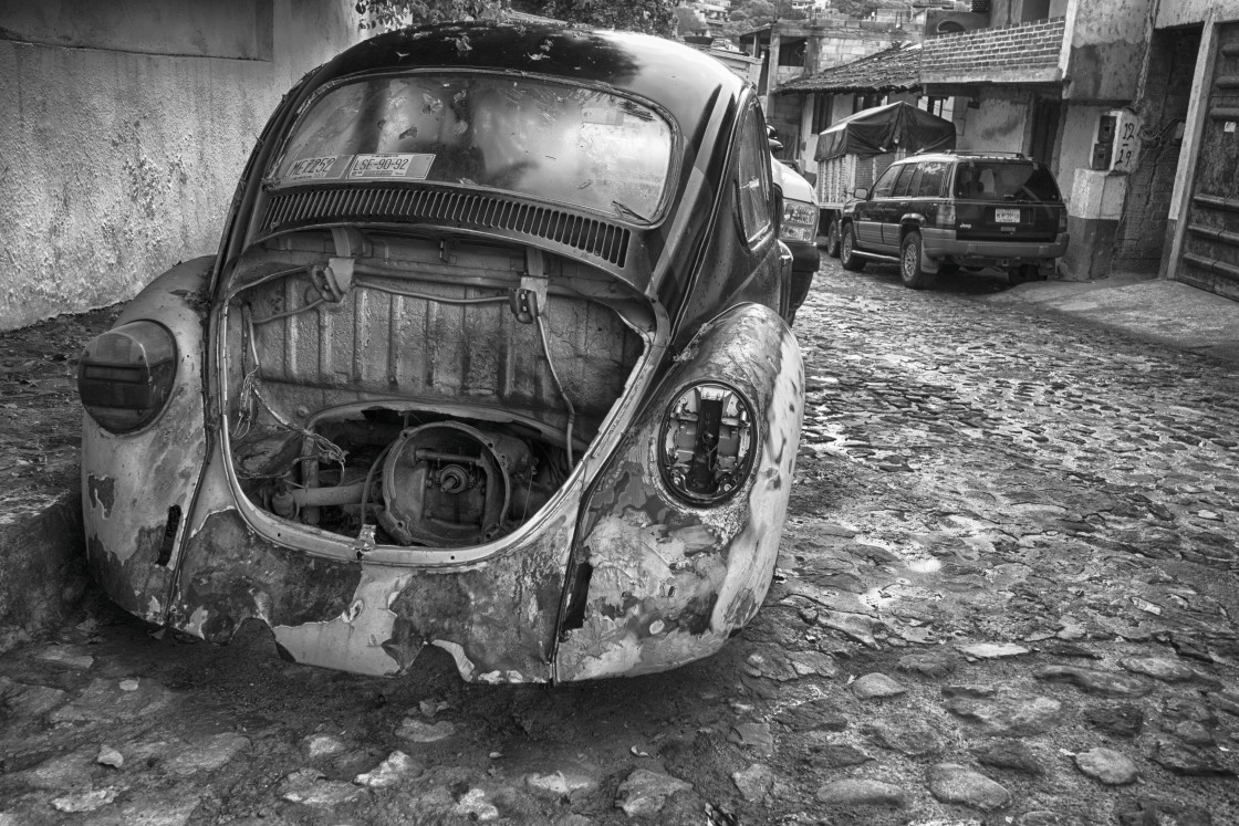 "Old Volkswagon bug, Valle de Bravo, Mexico" stock image