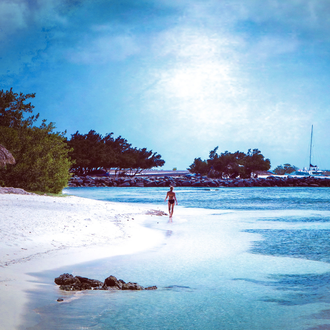 "Woman on the shore" stock image