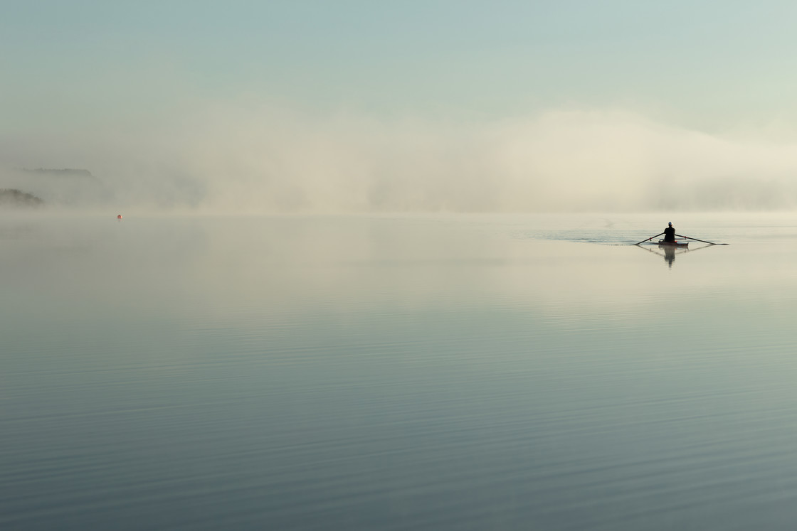 "LONELY ROWER" by LYDIBERN.ART - £15.00 "LONELY ROWER" stock image