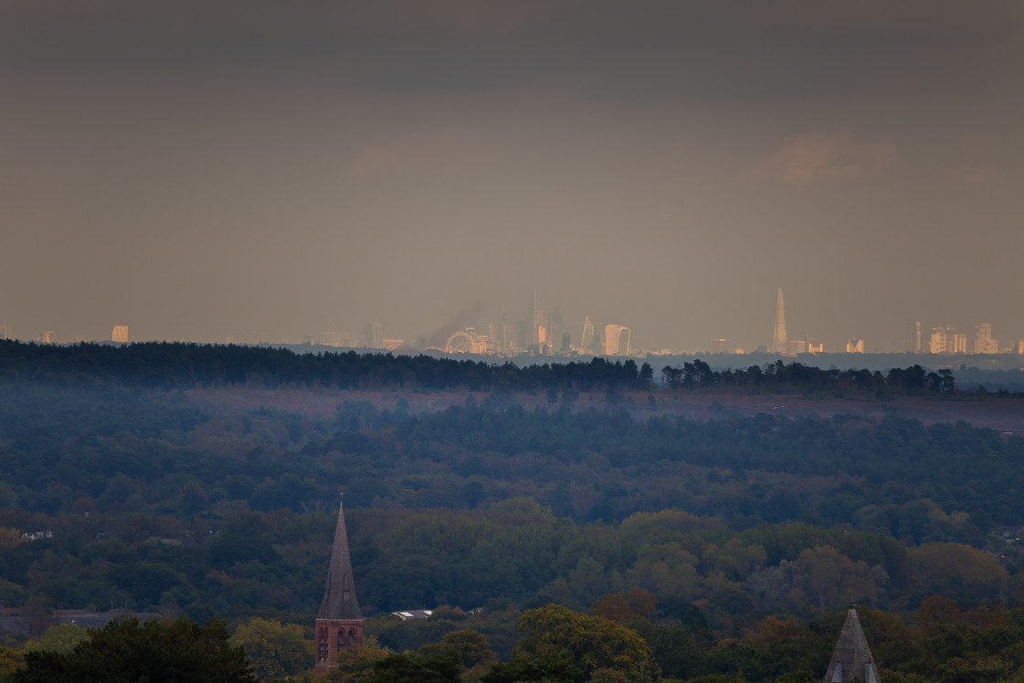 "London Skyline lit by Sun." stock image