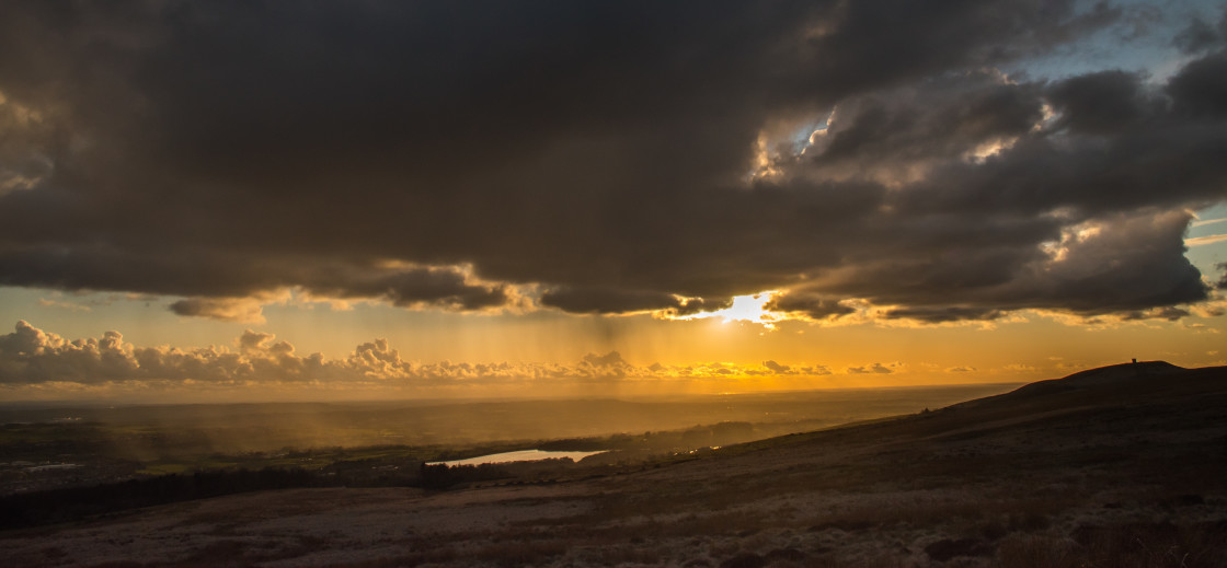 "Sunset over the West Lancashire Plains" stock image