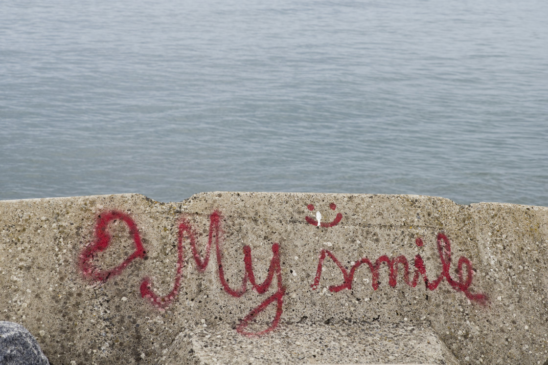 "Love my smile written" stock image