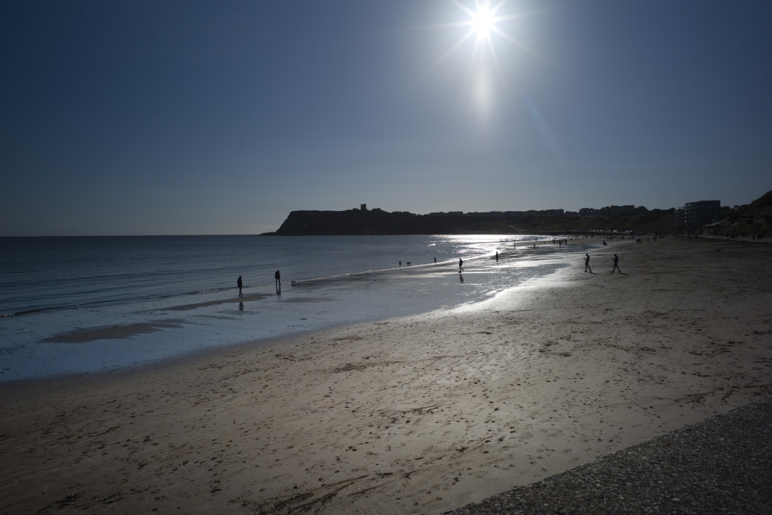 "Into the sun at Scarborough" stock image