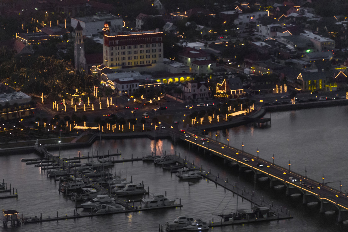 "Aerial night view of St Augustine" stock image