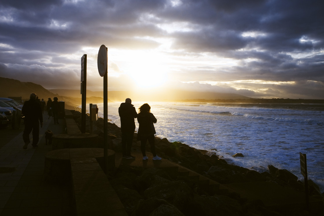 "Setting sun on the wild Atlantic way" stock image