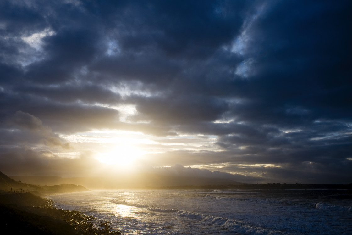 "Setting sun on the wild Atlantic way" stock image