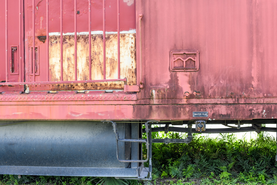 "Old train on the tracks" stock image