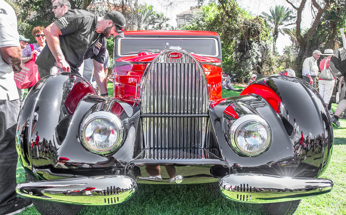 "Red and black Bugatti Amelia Island Concours d’Elegance" stock image