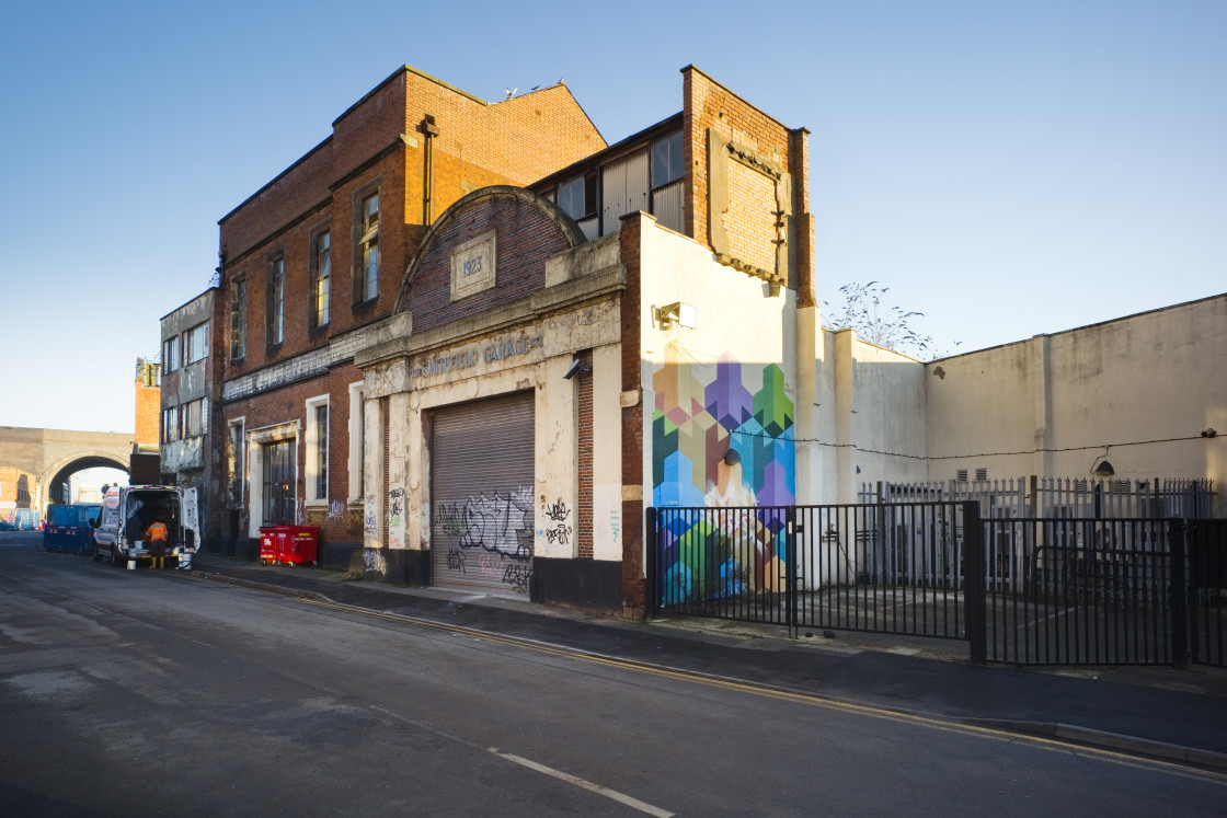 "Empty garage building in the Digbeth" stock image