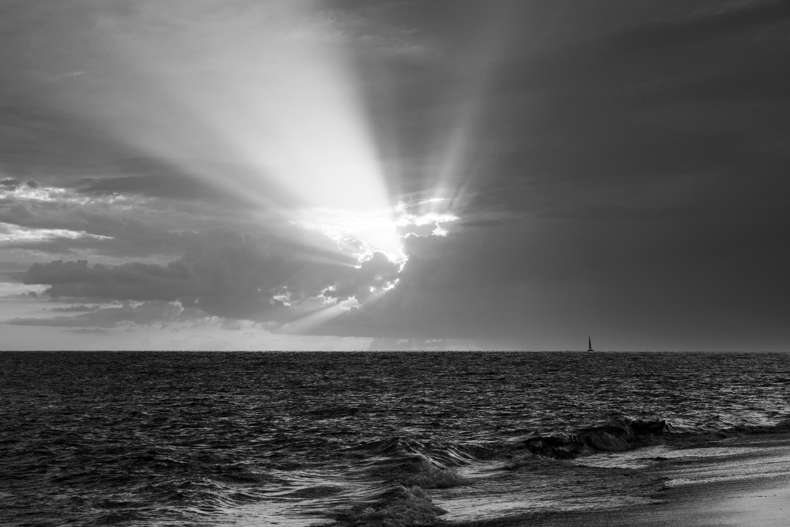 "BOAT ON THE HORIZON" by LYDIBERN.ART - £15.00 "BOAT ON THE HORIZON" stock image