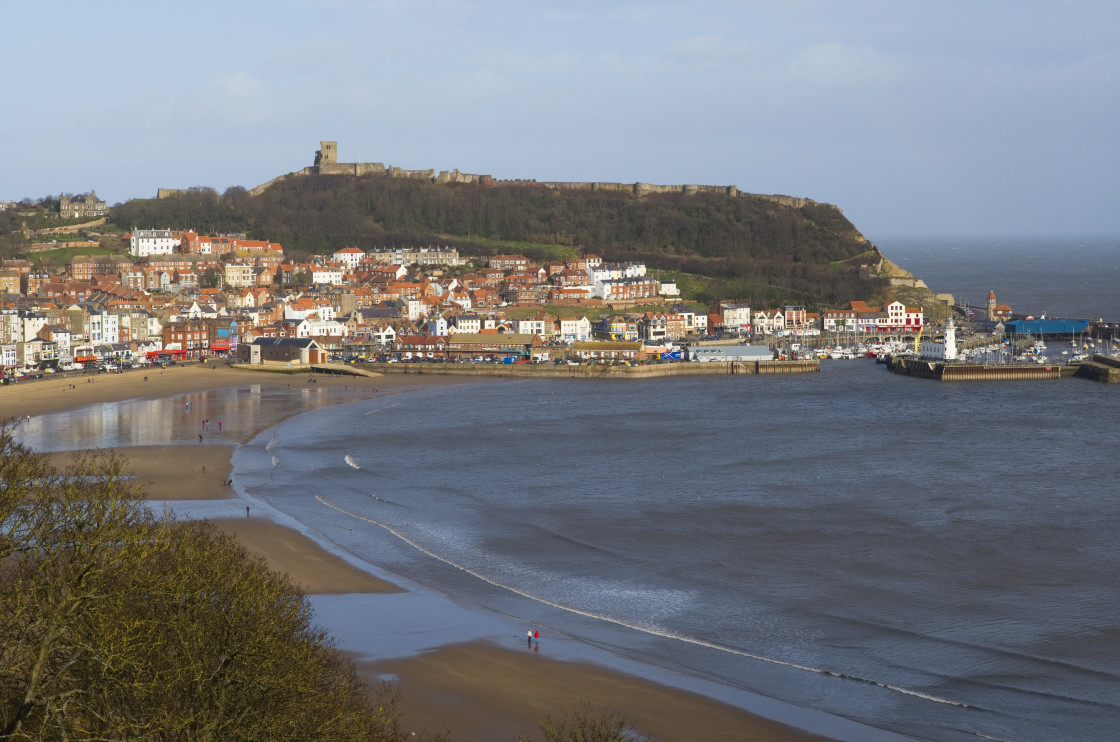 "Looking down on Scarborough old town" stock image