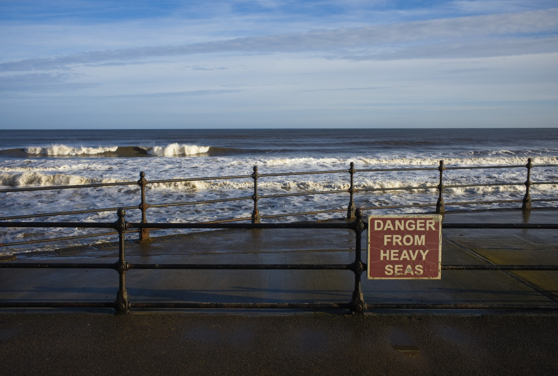 "Danger from heavy seas sign" stock image