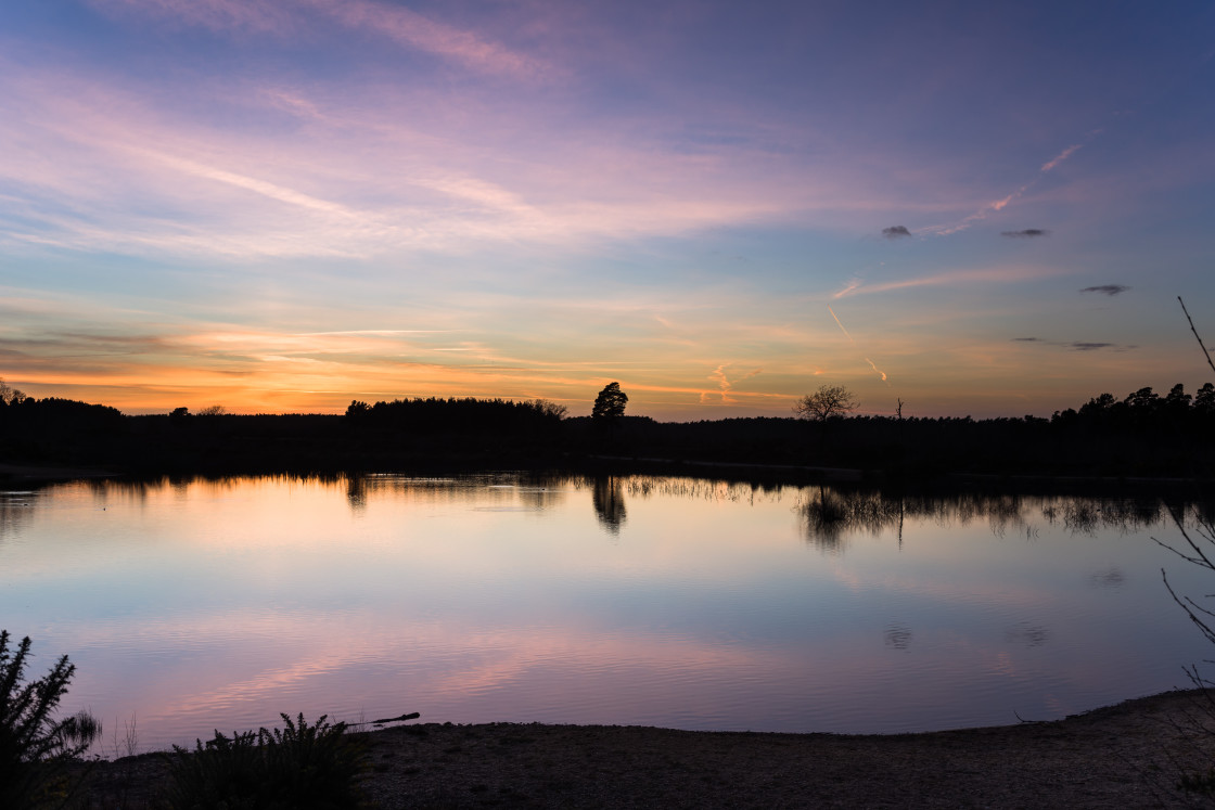 "Lake at Dusk" stock image