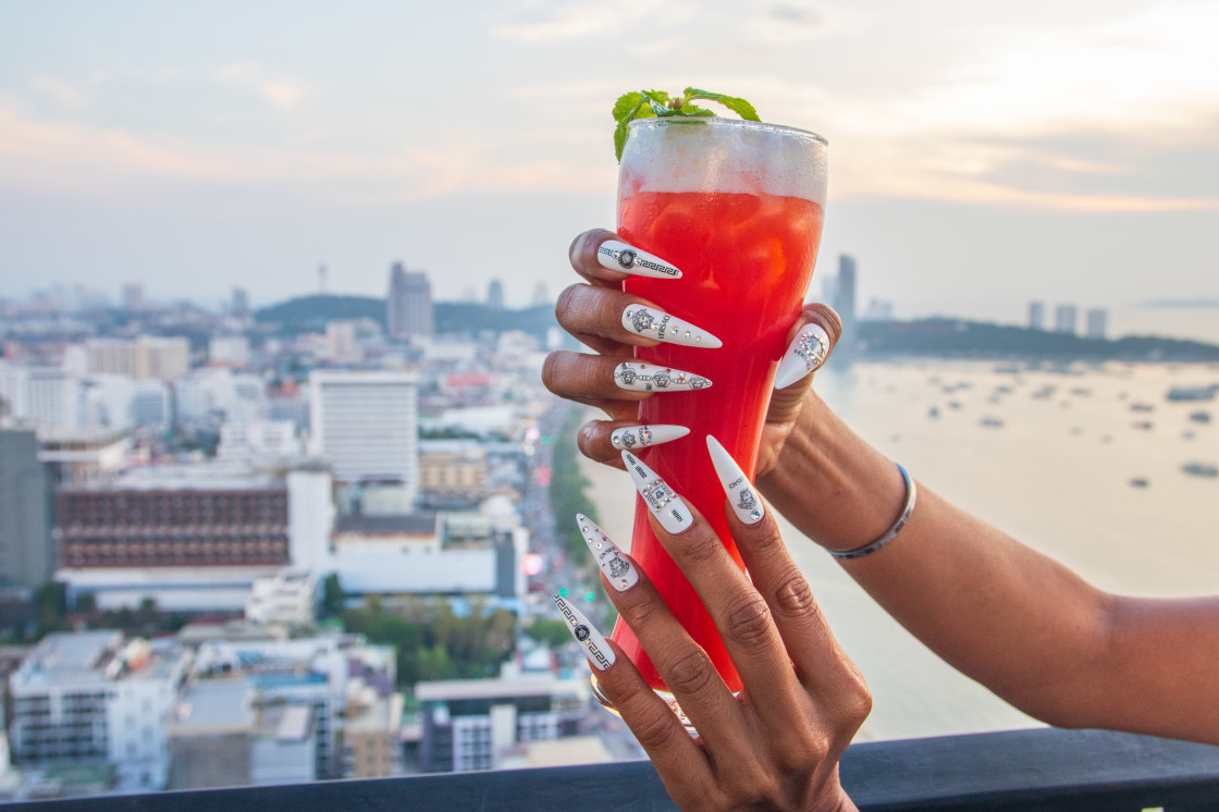 "One My Fair Lady Cocktail at a Rooftop Bar in Thailand" stock image