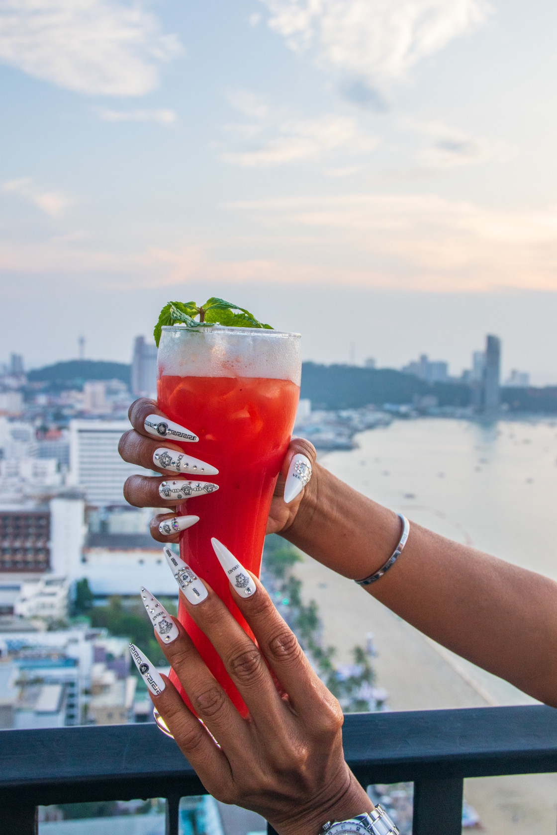 "One My Fair Lady Cocktail at a Rooftop Bar in Thailand" stock image