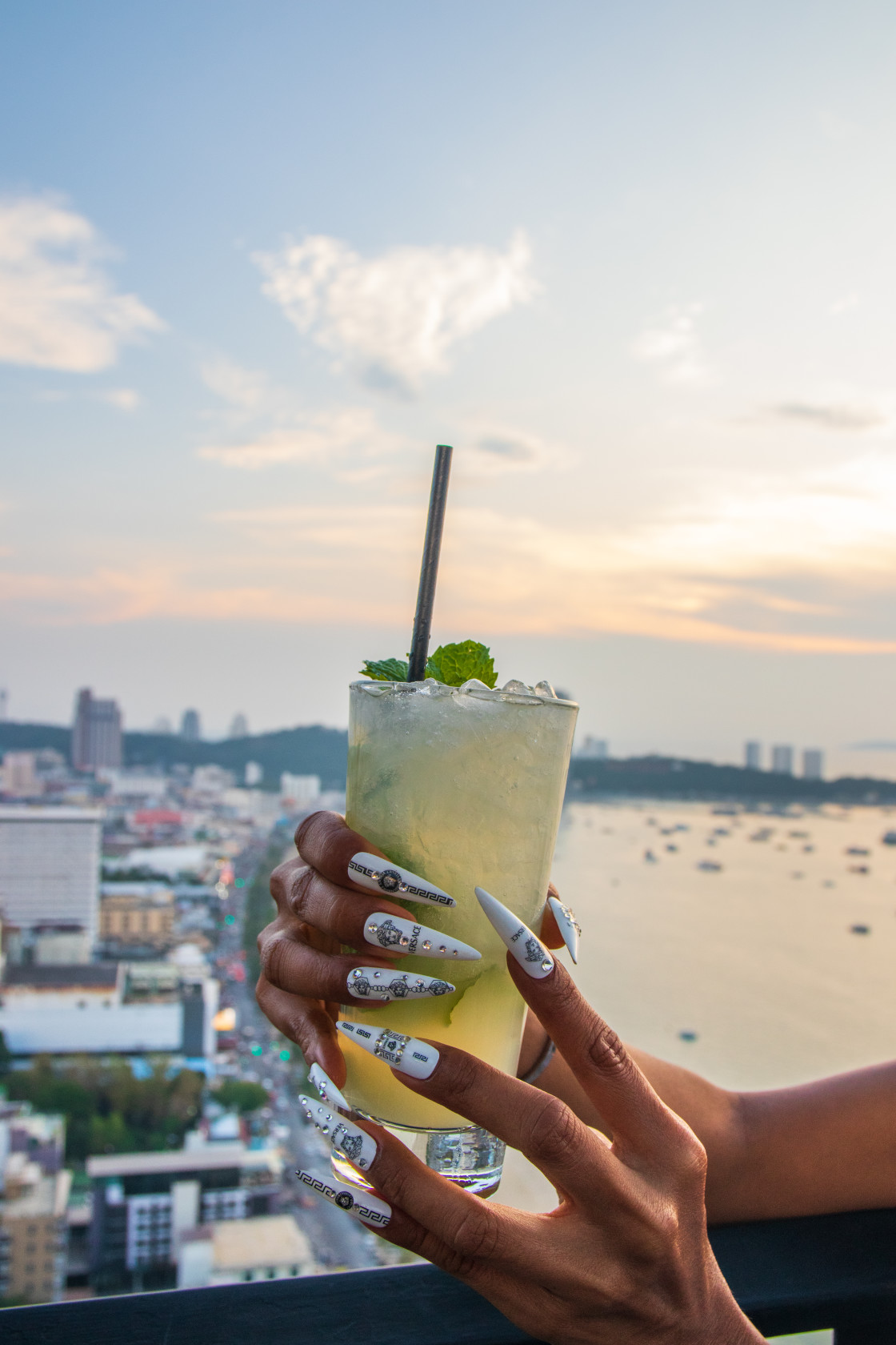 "one Mojito Cocktail in a Rooftop Bar" stock image