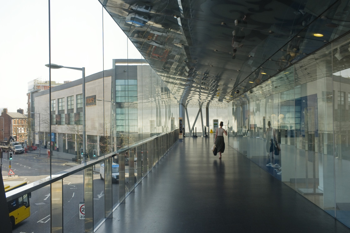 "Elevated walkway in Leicester" stock image