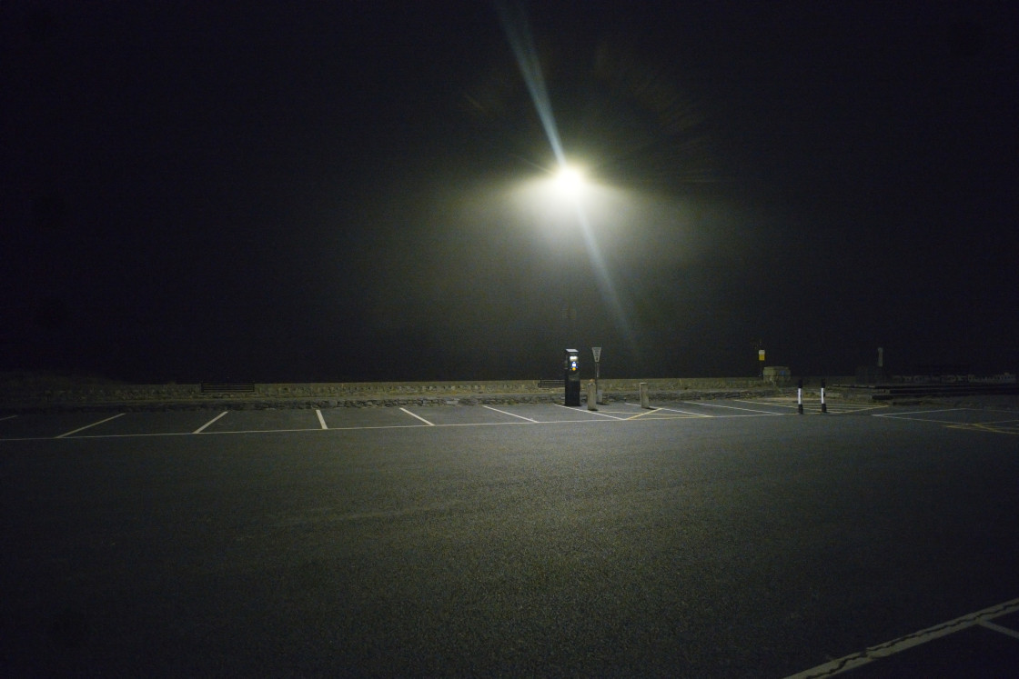 "Atmospheric grainy shot of car park" stock image