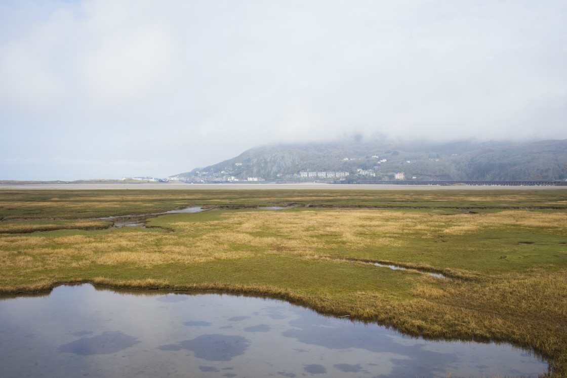 "A low mist hangs over Barmouth" stock image