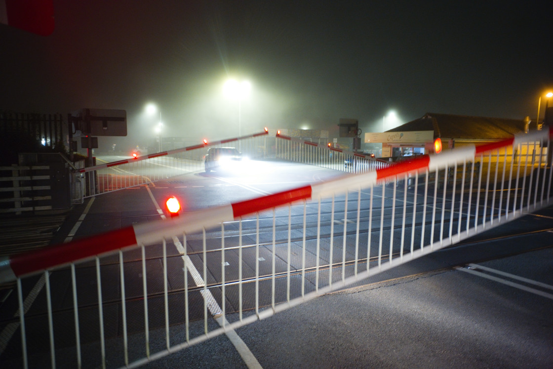 "An automatic barriered level crossing" stock image