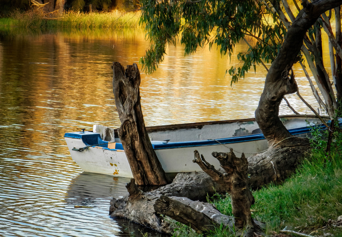 "Moored Rowboat, Swan River" stock image