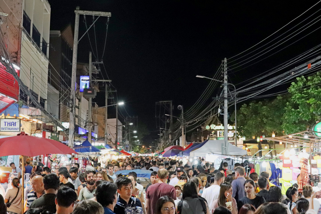 "People at the Night Market of Chiang Mai Thailand Southeast Asia" stock image