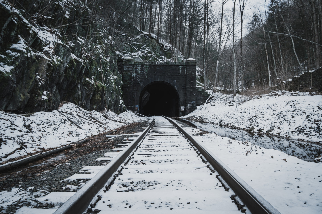 "The east entrance of the Hoosac Tunnel near North Adams in The Berkshires,..." stock image