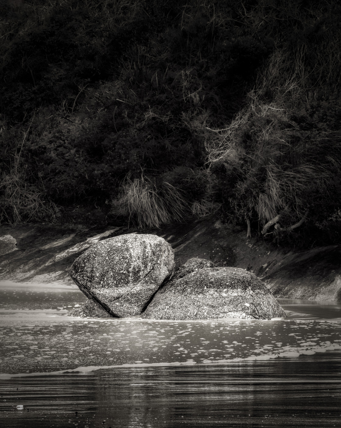 "Waterfall Beach Monochrome 3" stock image