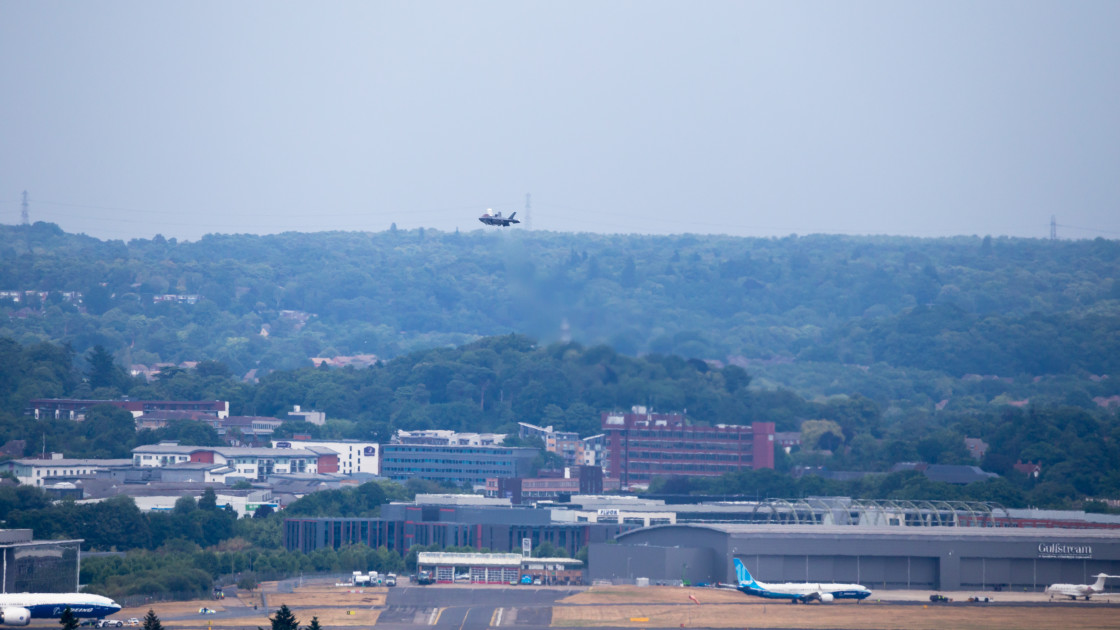 "RAF F-35B Lightning II Hover at FIA2022" stock image