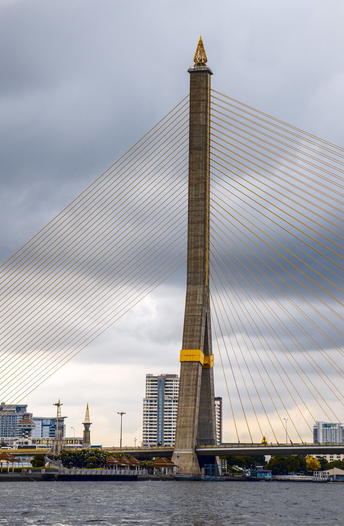 "The Nonthaburi Bridge and the Chao Phraya River of the Capital City and Metropolis Bangkok Thailand Southeast Asia" stock image