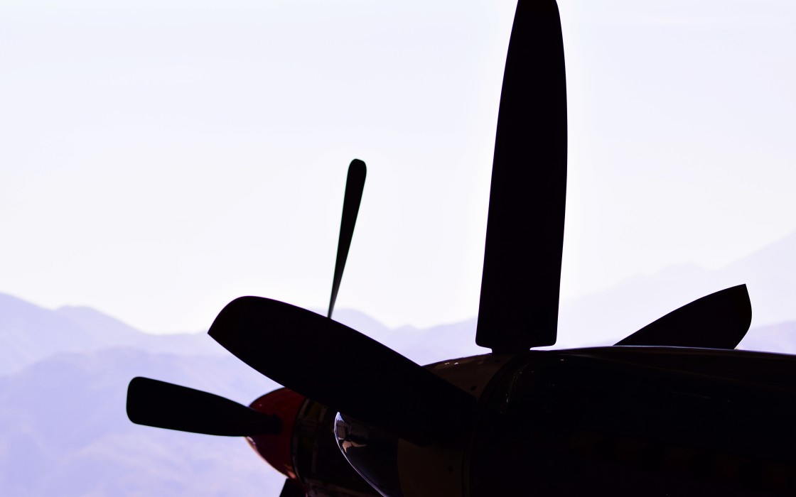 "A propeller airplane on display at the Palm Springs Air Museum at the Palm Springs CA airport. #2" stock image