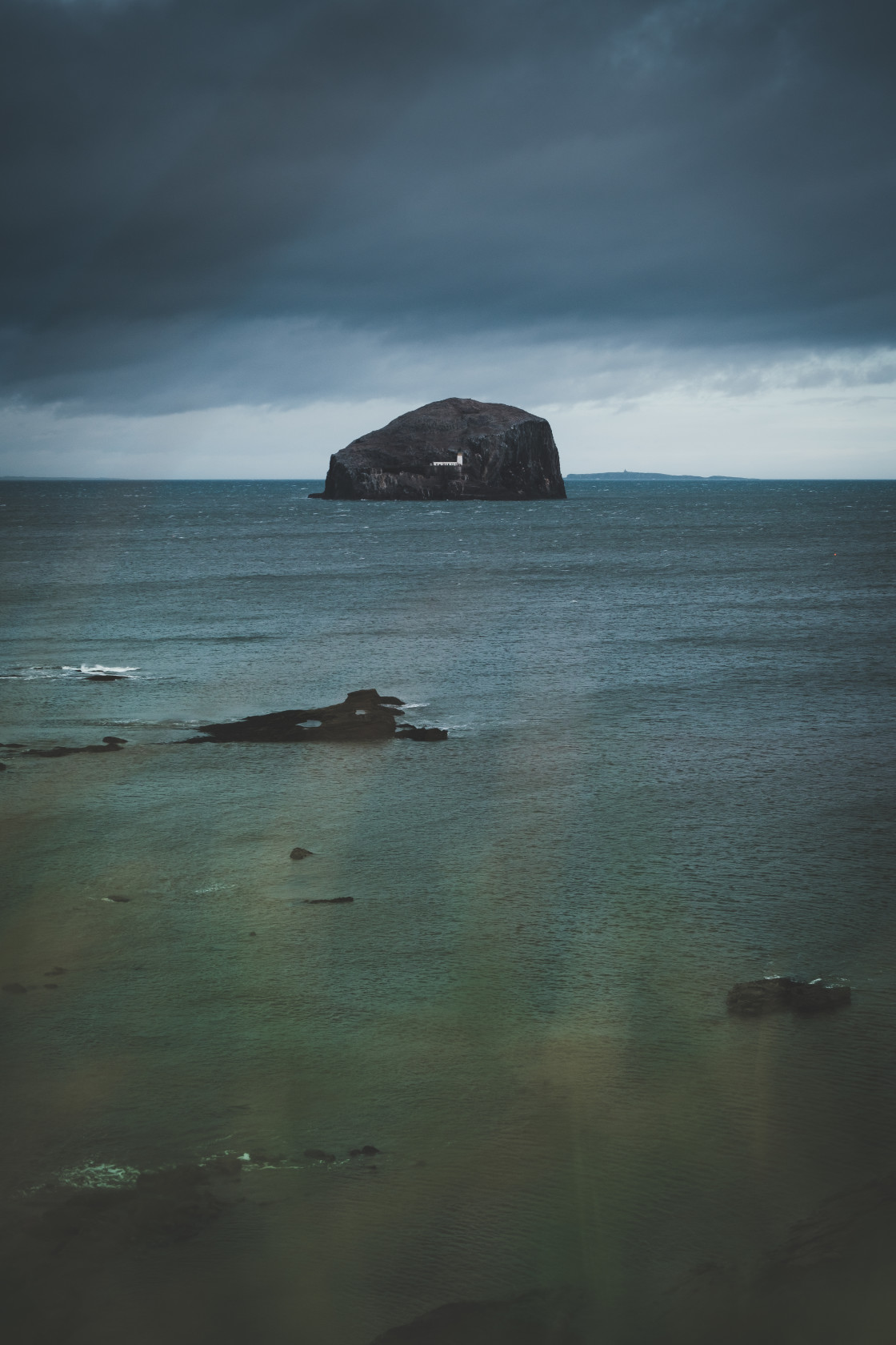 "Bass Rock on a Gloomy Day, Scotland" stock image