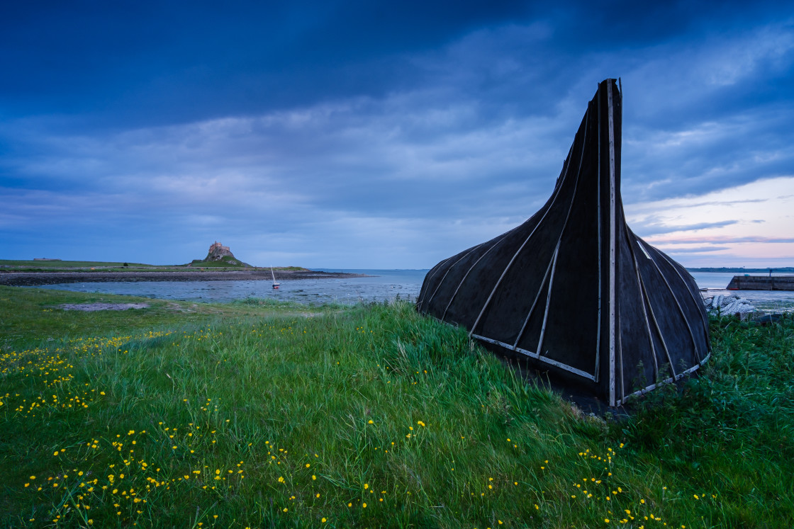 "Summer dusk on Holy Island, Northumberland" stock image