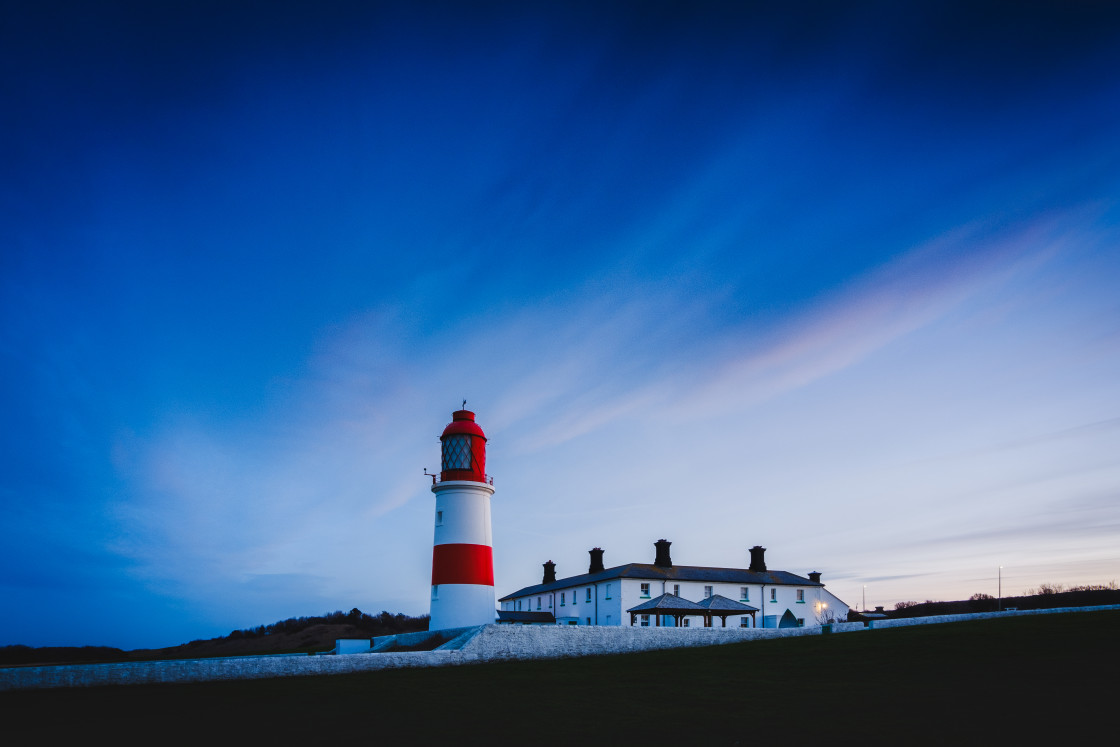 "Souter Lightouse at Twilight" stock image