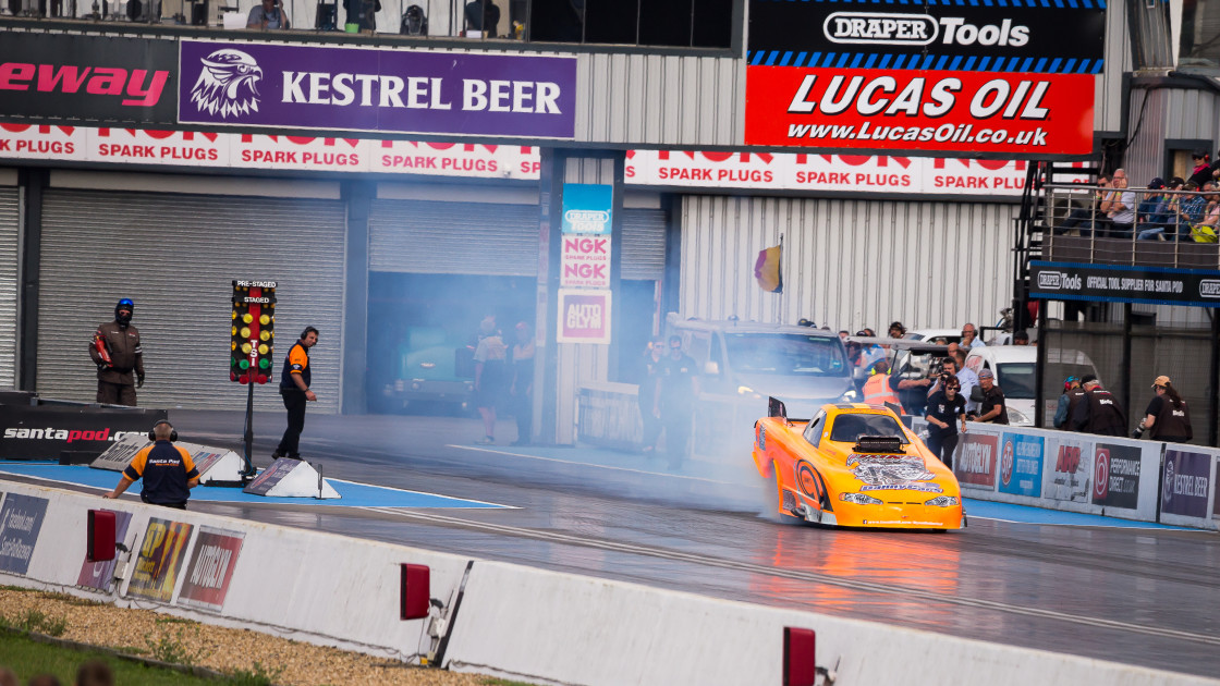 "Top Methanol Funny Car Burnout" stock image